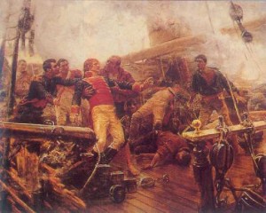 Muerte de Churruca en Trafalgar, óleo de Eugenio Álvarez Dumont